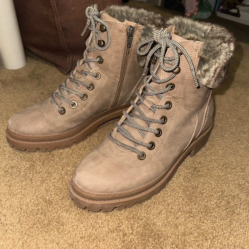 Universal Thread Brown Fur-Lined Combat Boots - image 1